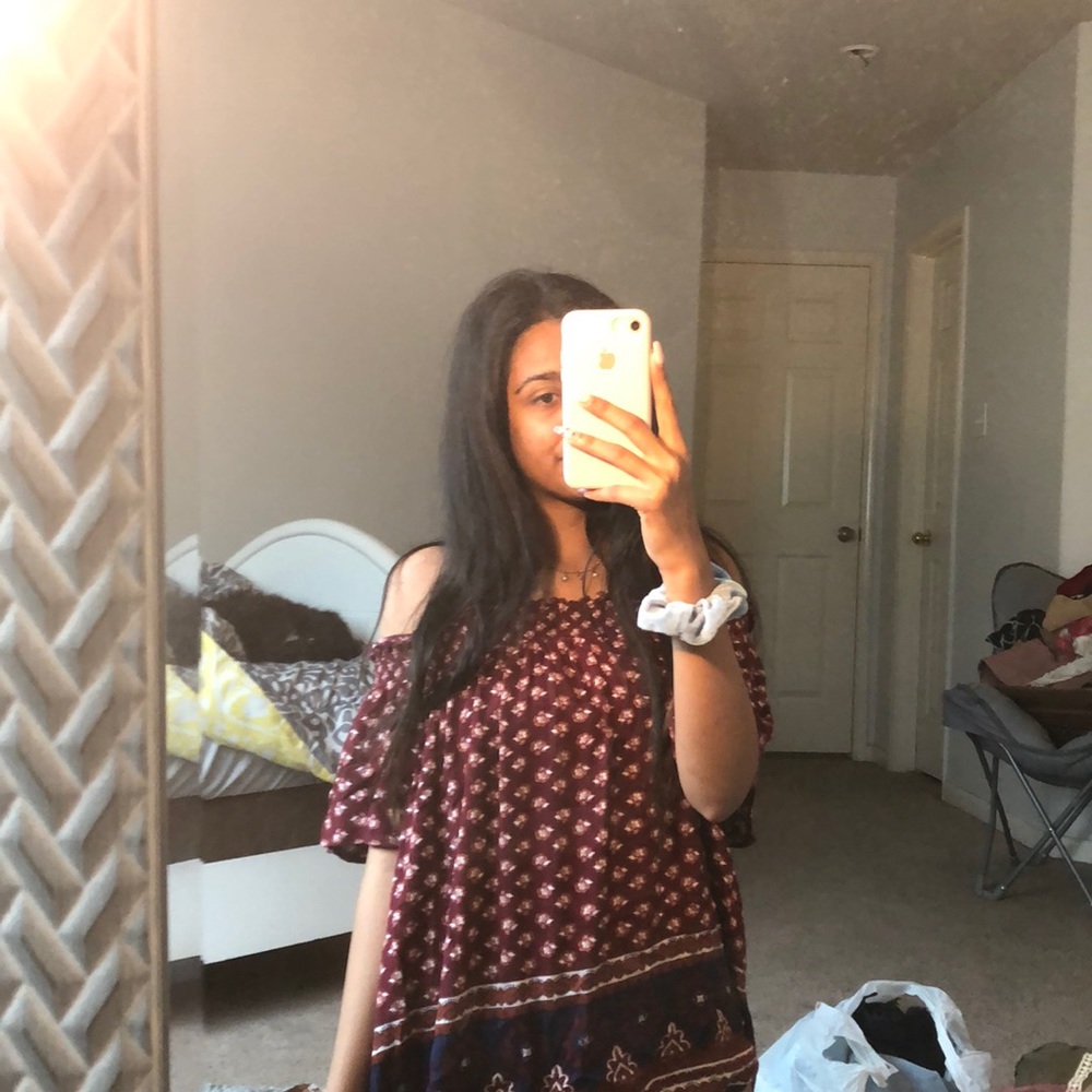 Printed off the shoulder top